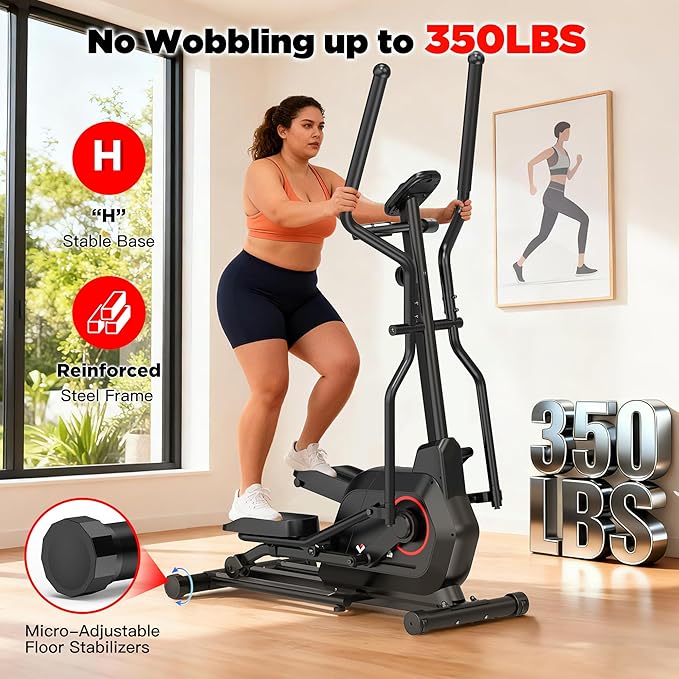 Elliptical Exercise Machine for Home Use, Elliptical Machine with Hyper-Quiet Magnetic Drive System, 14-Level Resistance Adjustment, 15.5IN Stride, 300LBS Weight Capacity, Tablet Holder
