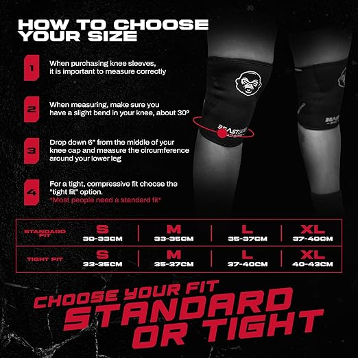 Beast Gear Knee Sleeves for Weightlifting - 5mm Reversible Neoprene Compression Sleeve Pack for Powerlifting, Squats & Running, medium