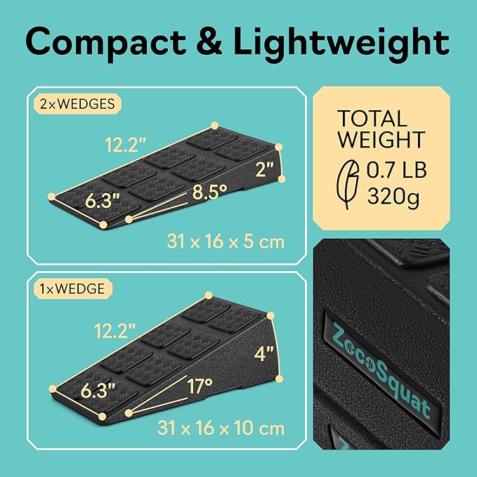 Squat Wedge Block Set of 3/5 - 960 LBS Capacity - Slant Board for Calf Stretching with 5 Stackable Angles - Calf Stretcher Slant Board - Workout Equipment - EPP Material for Exercise Equipment & Physical Therapy