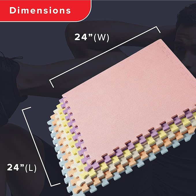 We Sell Mats 3/8" Thick Multipurpose EVA Foam Exercise Floor Mat, Interlocking Tiles, Anti-Fatigue for Home or Gym