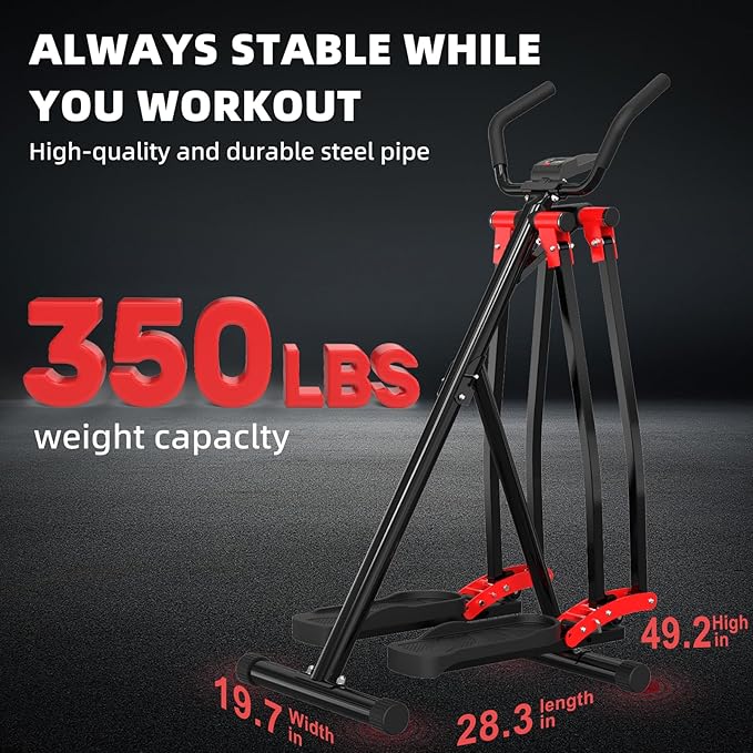 Air Walk Elliptical Glider Machine,30" inch Long Stride Full-Body Cardio Cross Trainer Foldable uitable for Small Spaces,350LBS Weight Capacity