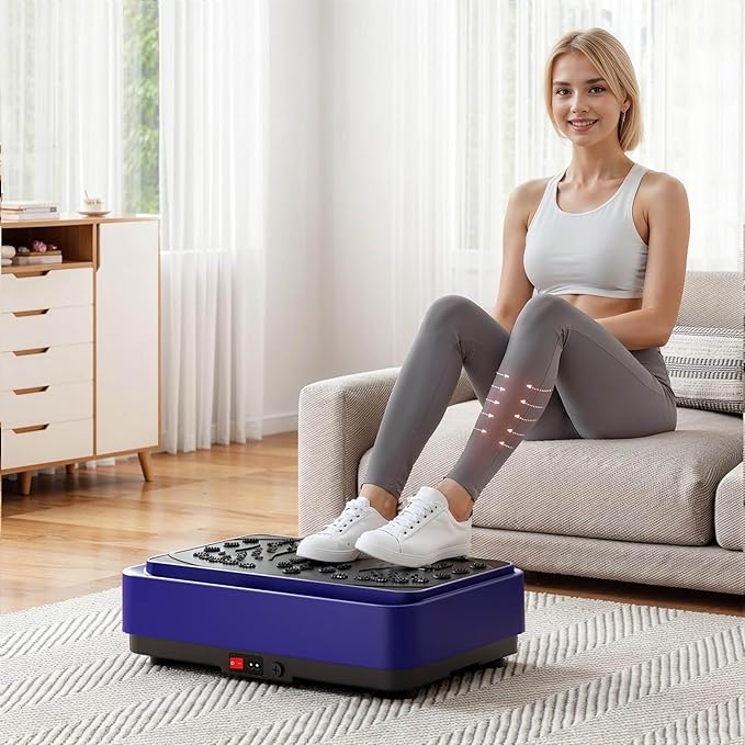 Vibration Plate Exercise Machine, Full Body Workout Vibration Platform with Resistance Bands, Fitness Machine for Weight Loss, Toning & Lymphatic Drainage, Home Gym Equipment,