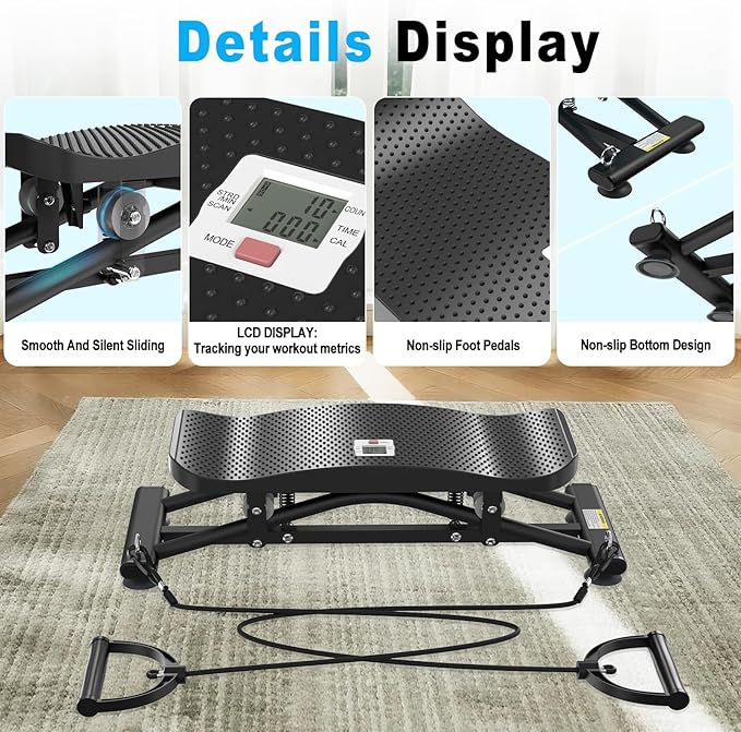 HOTWAVE Ski Balance Board with LCD Display and 300LB Weight Capacity, Rocking Stepper Ski Simulator for Home Workout, Ideal for Balance, Cardio and Core Workout for Adults