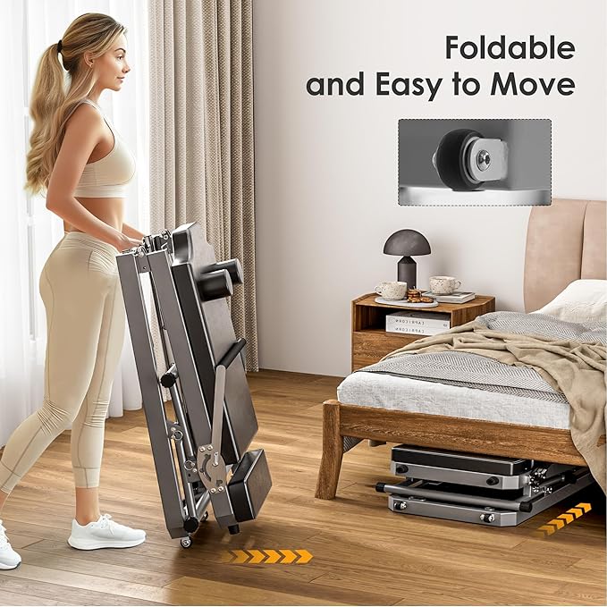 Foldable Pilates Reformer Machine for Home Use - 330lbs Capacity with 5 Alloy Springs, 11 Resistance Levels & UP Leather Surface, Space-Saving Fitness Equipment