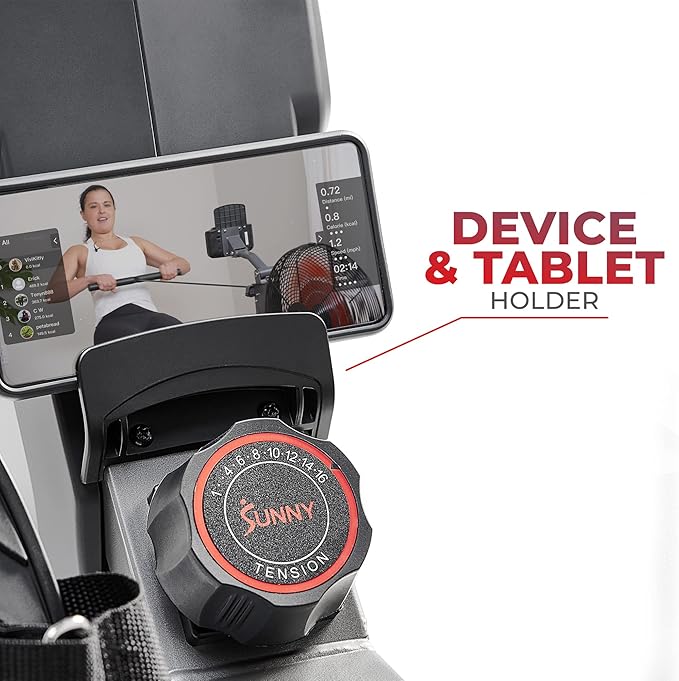Sunny Health & Fitness Rowing Machine for Low Impact Full Body Workouts Home Training, Flip-able Equipment for EZ-Storage, Optional Magnetic or Air Resistance w/Free SunnyFit App Connection