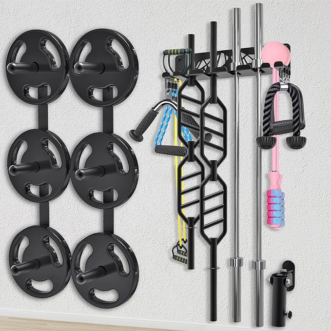 Kipika Weight Plate Storage Rack - Wall Mounted Weight Plate Holder with Durable Steel Construction Organizer for Olympic Plates, 1000lb Capacity, Space-Saving for Home Gym