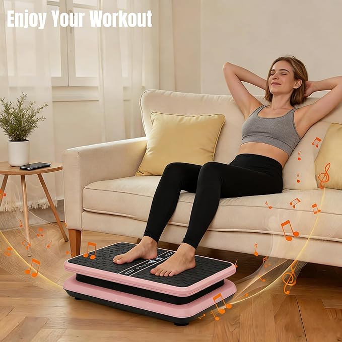 Vibration Plate Exercise Machine with Remote & Resistance Bands, 99 Speeds 330lbs Capacity Pink, Vertical Vibration for Weight Loss & Lymphatic Drainage