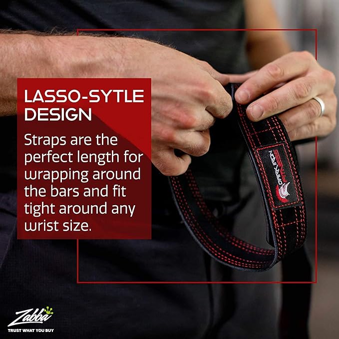Dark Iron Fitness Wrist Straps for Weightlifting, Heavy Duty Gripping Suede Leather Bands for Men & Women, Support Wraps Gloves Alternative for Power Lifting Weight Strength Training Workouts