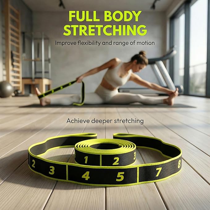 3 Fitness Resistance Bands for Stretching and Yoga, 8 10 12 Segment Number Stretch Resistance Band, Adjustable Exercise Bands for Full Body Stretching Shaping and Training