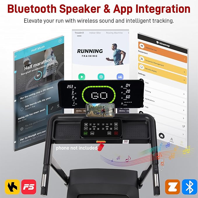 Heavy Duty Treadmill for Home, 20-Level Auto Incline Treadmill, 500 LB Capacity, 20" Wide Deck, 0.6-12 MPH, 4.5 HP, LED Display, Bluetooth Speaker & App