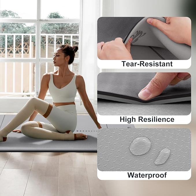 UMINEUX Yoga Mat Extra Thick 1/3'' & 2/5" Non Slip Yoga Mats for Women Eco Friendly TPE Fitness Exercise Mat with Carrying Sling & Storage Bag