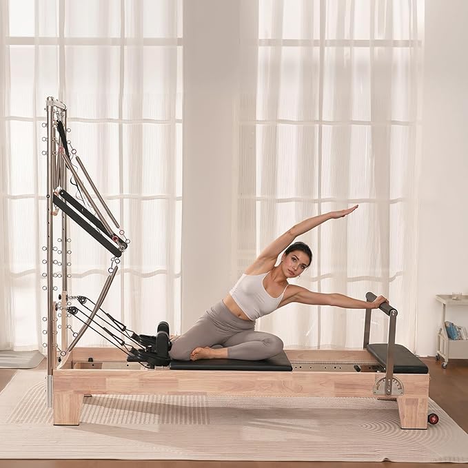 VEVOR Pilates Reformer Machine, Pilates Workout Equipment for Home Gym Studio Use, Pilates Reformer with Sitting Box and Jumpboard，fit for Beginners & Advanced Users