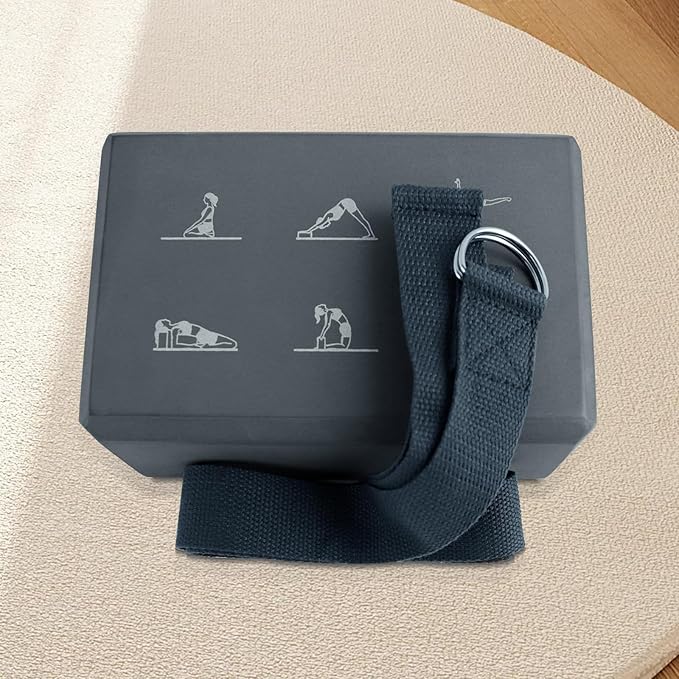 RETON Yoga Blocks Set with Straps, High Density Yoga Bricks, Lightweight EVA Foam Pilates Block, 2 Yoga Blocks with 2 Straps for Yoga, Pilates, Fitness, Stretching and Toning