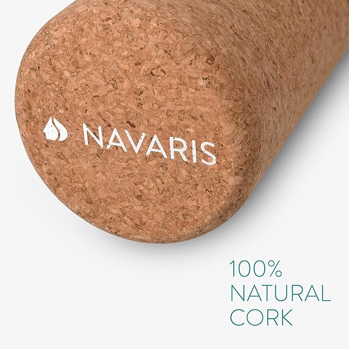 Navaris Cork Roller - Fitness Sport Yoga Cork Tube for Legs, Back, Muscles - Medium, 4 x 18"