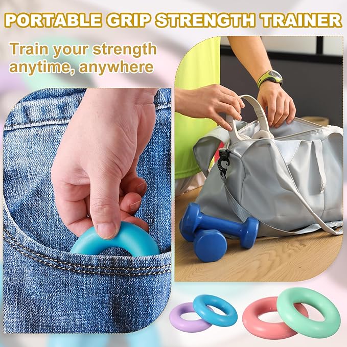 Grip Strength Trainer Rings, Portable Hand Grip Strengthener Finger Forearm Strengthener - Fitting for (Athletes/Rock Climbing/Workout/Fitness)