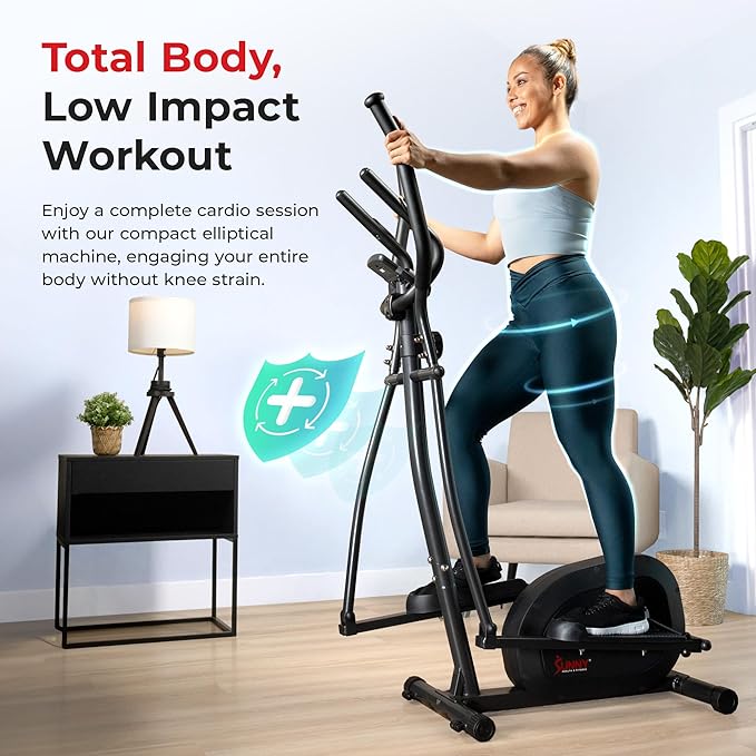 Sunny Health & Fitness Smart Upright Elliptical with Pulse Sensor Built-in, Indoor Full-Body Cross-Training & Cardio Exercise Machine for Home, Free SunnyFit App Connection