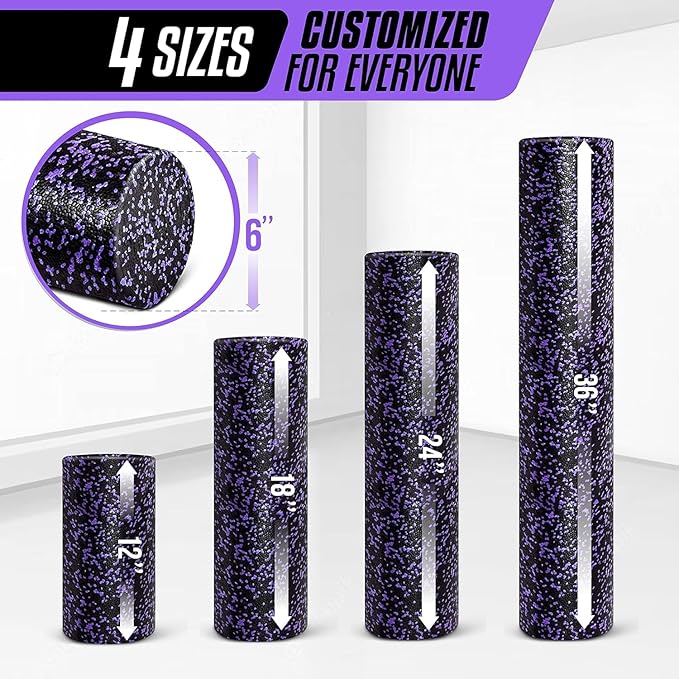 Yes4All High-Density EPP Round Back Roller Foam, Exercise Foam Roller for Yoga, Pilates & Stretching - 12, 18, 24, 36 inch