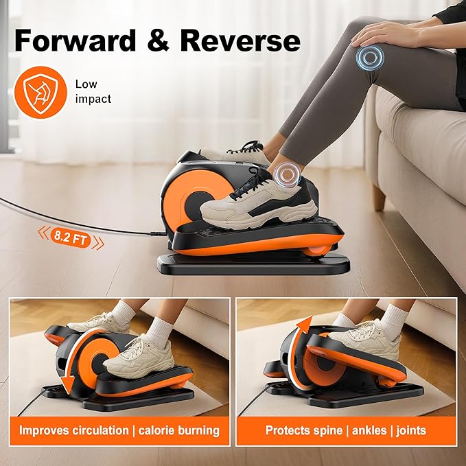 Under Desk Elliptical, Electric Leg Exerciser as Seen on TV for Seniors with 12 Adjustable Speed, Quiet Portable Electric Seated Pedal Exerciser Machine with Remote Control for Home Office