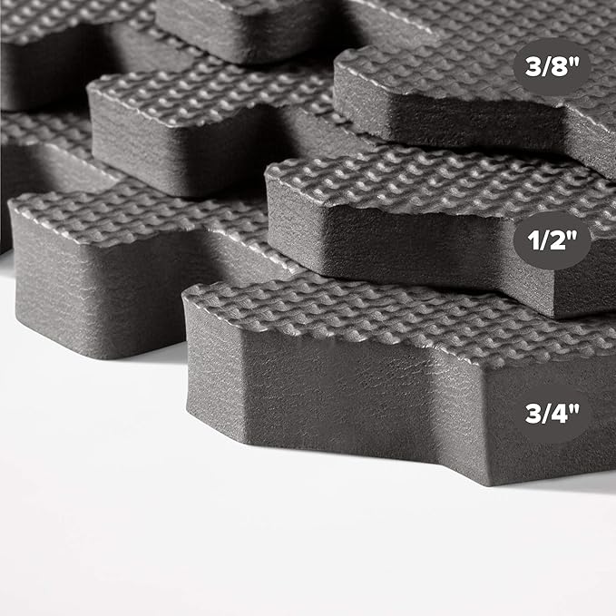We Sell Mats 3/8" Thick Multipurpose EVA Foam Exercise Floor Mat, Interlocking Tiles, Anti-Fatigue for Home or Gym