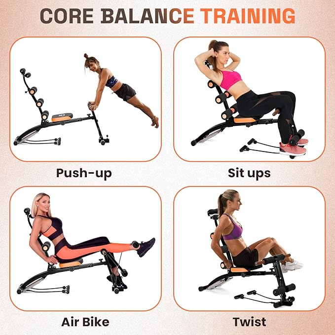 Ab Machine, Adjustable Ab Workout Equipment at Home Gym, Foldable Ab Trainer Machine for Core Strength Training with LCD Display
