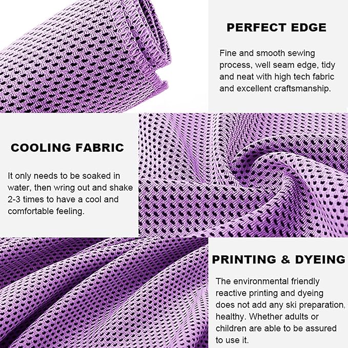 Pack of 20 Cooling Towel 40x12'' Ice Towel for Neck and Face Microfiber Chilly with Bag Breathable Yoga Gym Stay Cool Towels Sweat Rag for Workout Running Camping Pilates Beach, Purple