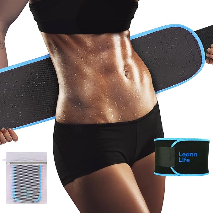 Waist Trimmer Belt – One Size 52″ Fits All Women & Men, Premium Neoprene Sweat Waist Trainer for Workout & Fitness