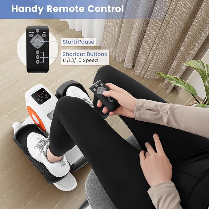 Goplus Under Desk Elliptical Machine, Electric Seated Pedal Exerciser with LED Display Monitor, Remote Control, Portable Fully Assembled Ellipse Leg Exerciser for Seniors Adults Home Office