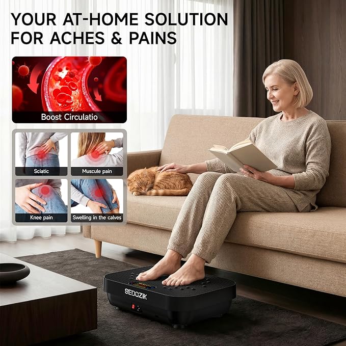 Vibration Plate Exercise Machine, 450lb Capacity Whole Body Vibrating Plate for Lymphatic Drainage, Shaker Board Platform for Weight Loss with Resistance Bands Bluetooth 120 Speeds
