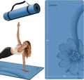 Large Yoga Mat 76"x 40"x10mm (2/5 inch) – Extra Thick & Wide, TPE Fitness Mat, Printed Non-Slip Exercise Mat with Carrying Strap for Men & Women, Pilates, Stretching, Fitness & Workout