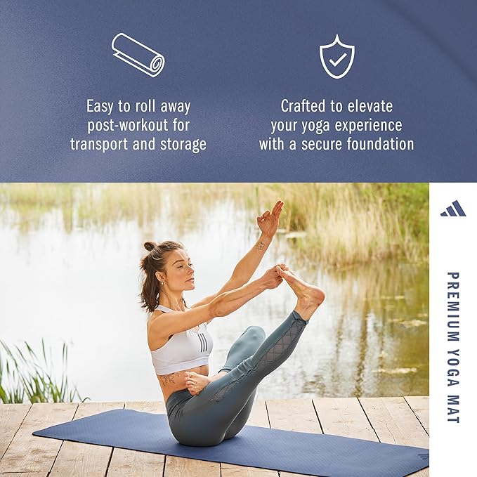 adidas Yoga Mat - Eco Friendly - Non Slip, Durable Textured Surface, 8mm