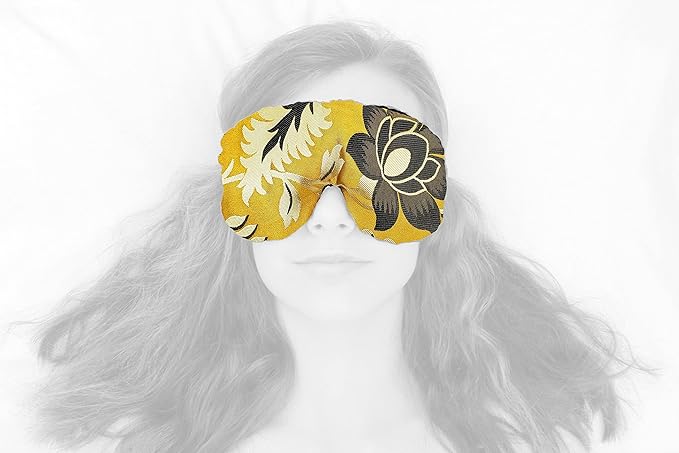Handmade Weighted Sleep Eye Mask Yoga Pillow - Flax Seed Fill - Unscented - Golden Botanic - TEMF-GB