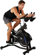 Sunny Health & Fitness Stationary Exercise Bike Machine w/ Adjustable Cushion Seat & Multi-Grip Handlebar, Indoor Cycling Equipment for Home Cardio Training, Optional Magnetic or Friction Resistance