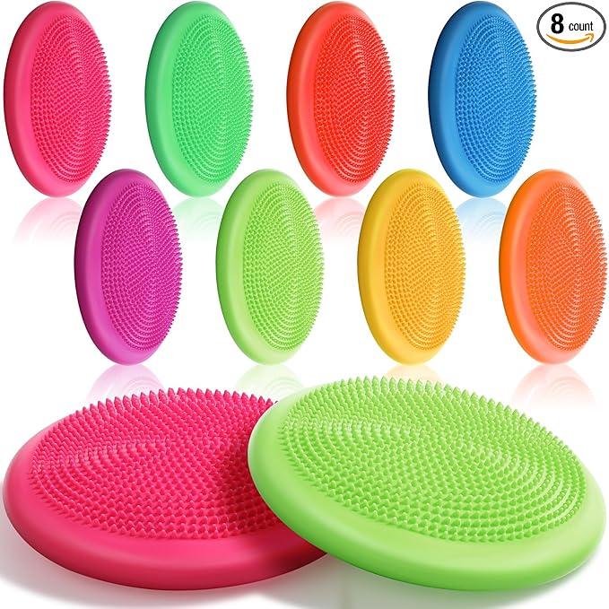 Libima 8 Pcs Wiggle Seat for Sensory Kids Flexible Wobble Cushion Non Slip Balance Disc for Adults Core Strength Physical Exercise Improve Posture School Home Office