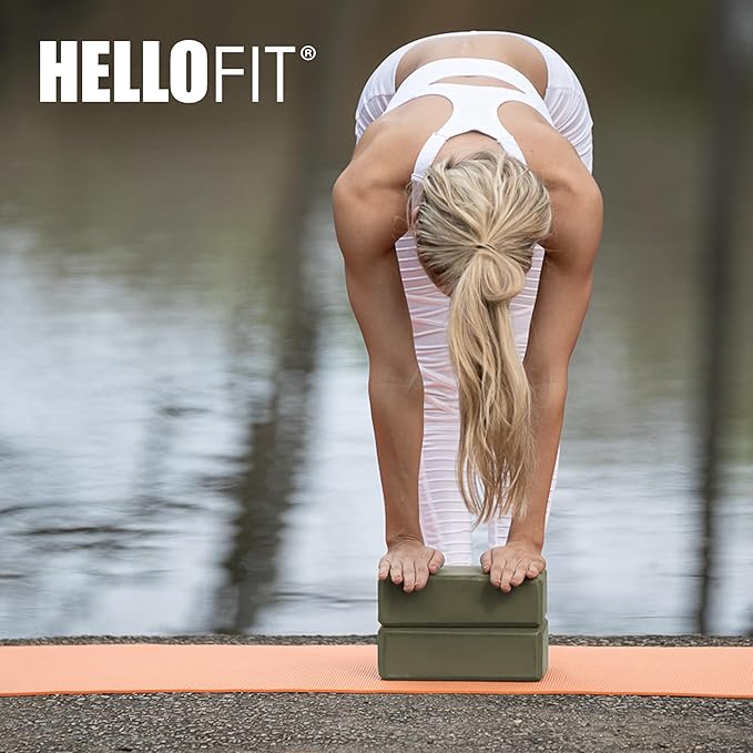 Hello Fit 3" Yoga Block, 10 Pack Bulk EVA Foam Yoga Blocks, Firm and Supportive Yoga Brick, Balance Foam for Stretching, Pilates, and Workout, 3" x 6" x 9"