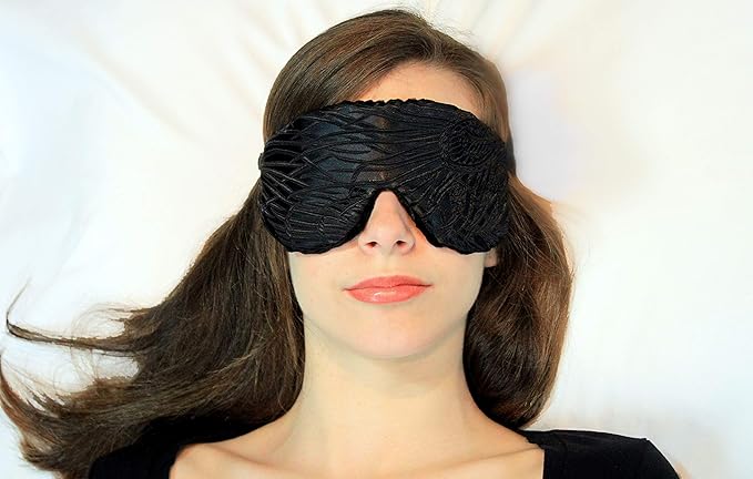 Handmade Weighted Sleep Eye Mask Yoga Pillow - Flax Seed Fill - Unscented - Black Magic - TEMF-BM
