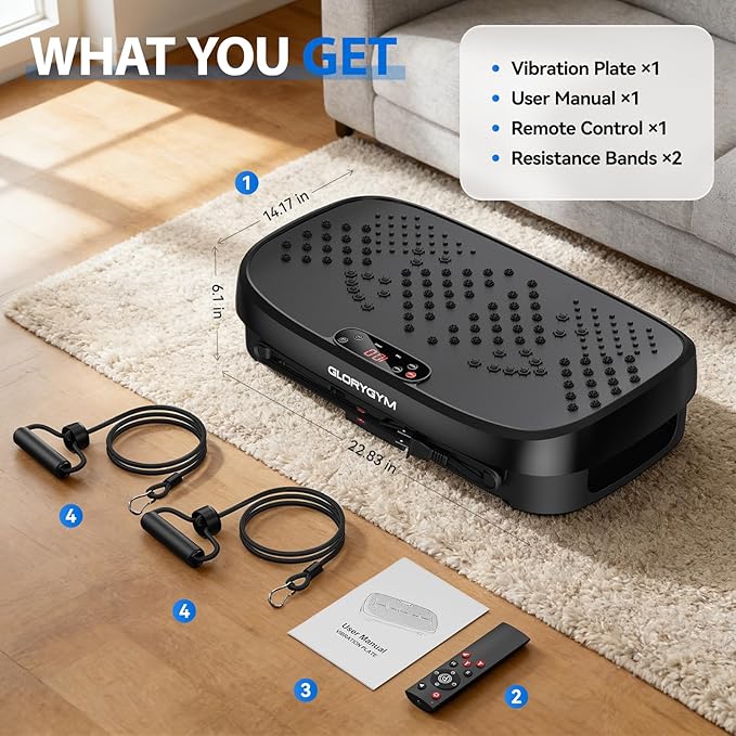 Vibration Plate Exercise Machine - 120 Levels, 350lb Capacity, Quiet Motor with Remote Control for Home Fitness & Weight Loss