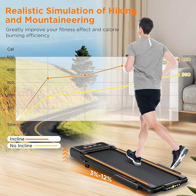 Walking Pad with 12% Incline, Under Desk Walking Pad Treadmill with Handle Bar & Removable Desk Workstation, 3 in 1 3.5HP Foldable Treadmill 300lbs Capacity for Home Office with Remote Control