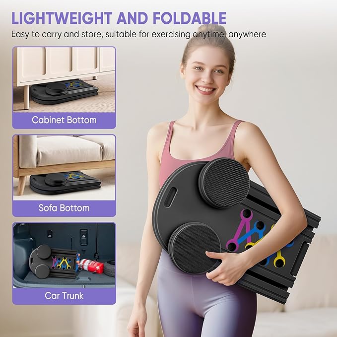 Pilates Board, Pilates Portable Reformer Machine 2025 for Home Workout, 7 in 1 Multifunctional Abdominal Board, Foldable Abs Trainer Machine, Pilates Core Workout Equipment for Women (Black)