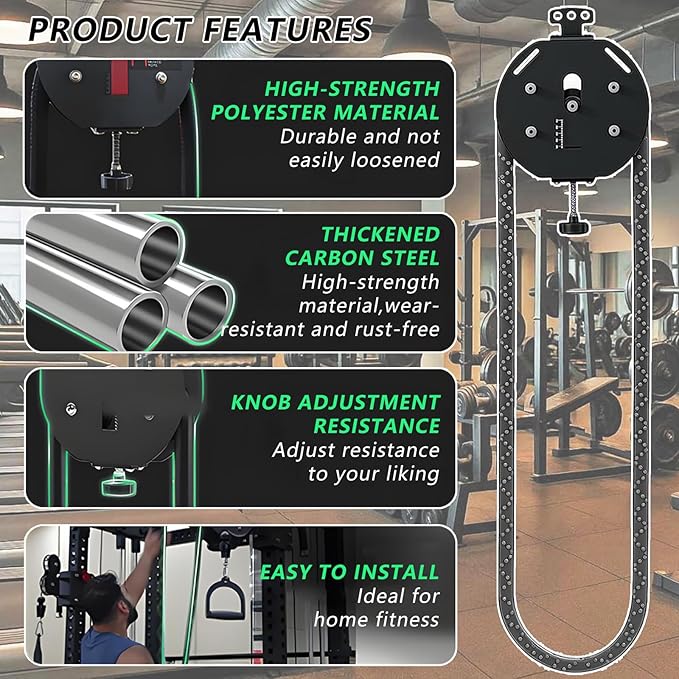 Suspension Pulley Cable Machine,0-66 lb Resistance Adjustment,Travelers Infinity Rope Trainer,14Ft Closed-Loop Rope,for Hotel Room Workouts