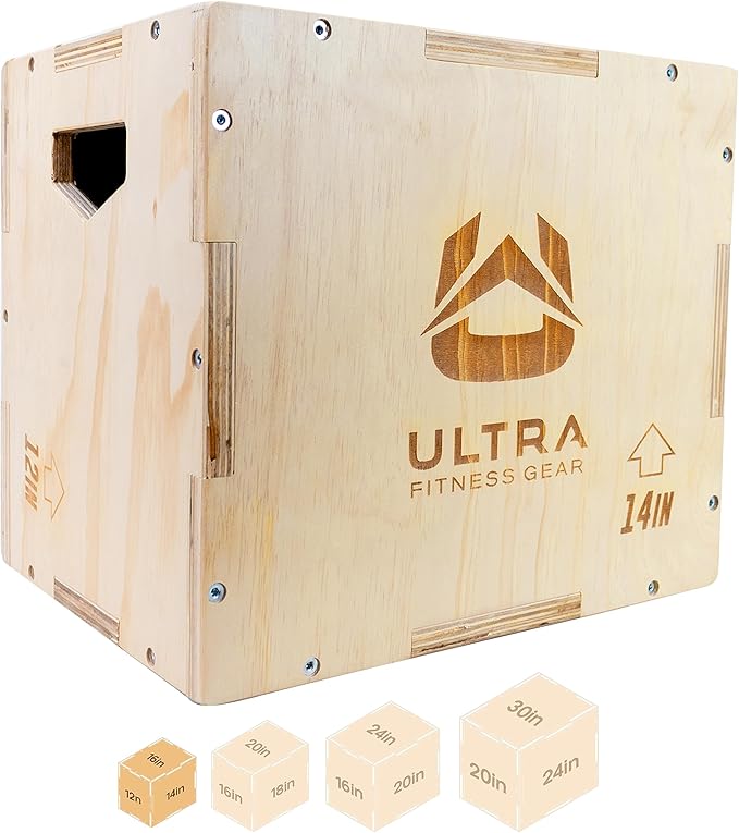 Wooden Plyo Box, 31 Plyometric Jump Training Squat, Step Up, Jumps & More Workout Size S, M, L, XL