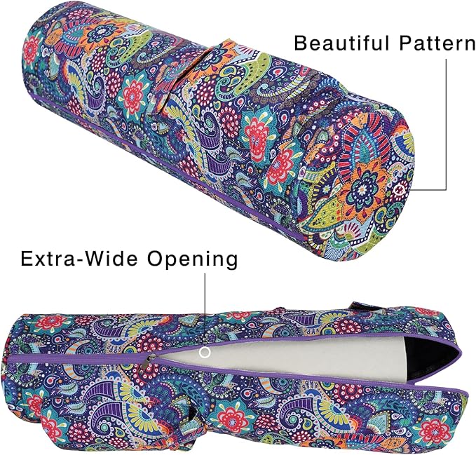 Yoga Mat Bag Full-Zipper Yoga Mat Carrier with Extra Wide Adjustable Strap 2 Multi-Functional Storage Cargo Pocket Stylish & Functional Yoga Bag Pilates Bag for Women & Men