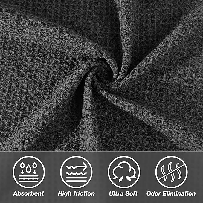 Hot Yoga Towel 2 Pack Yoga Mat Towels Microfiber Yoga Towels for Hot Yoga Non Slip Absorbent Anti-Slip Cover Hot Pilates Exercise Fitness 24 inch X 72 inch Black