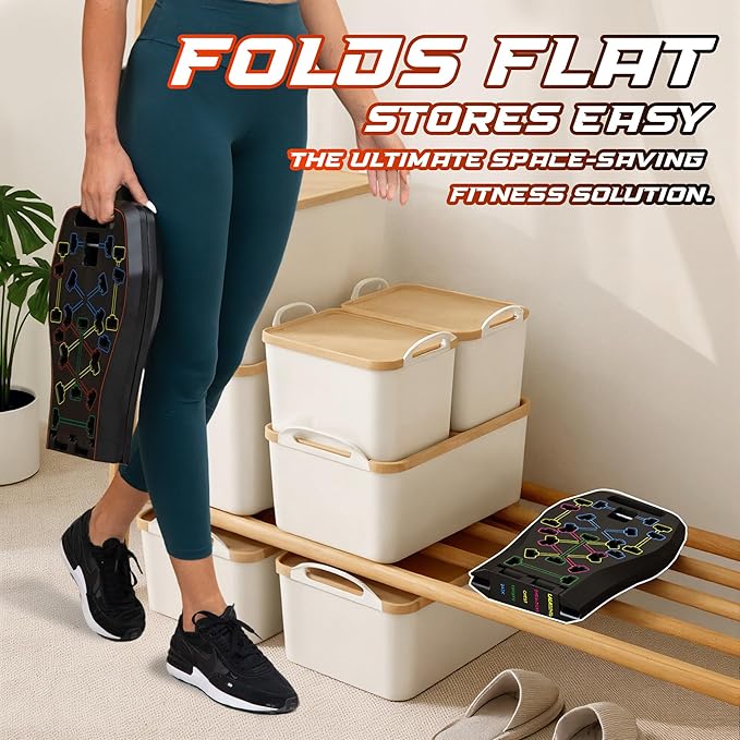 LALAHIGH Push Up Board,36 in 1 Home Gym Equipment with Ab Roller Wheel & Resistance Bands, Portable Foldable Workout Board for Full Body Strength Training Men Women,Gift for Boyfriend