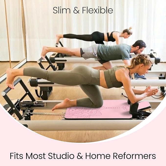 Pilates Reformer Mat Non Slip – Washable Reformer Mat Cover with Grip Socks & Mesh Bag, Sweat Absorbing Pilates Reformer Towel for Studio & Home Use