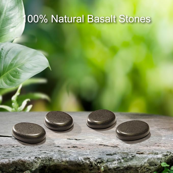 8-Piece Basalt Hot Stone Set for Toes – Natural Black Massage Stones for Spa, Relaxation & Healing – Skin Care Heating Tools for Foot Therapy