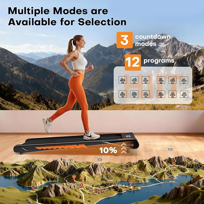 Walking Pad Treadmill with Speaker, 4-in-1 6.2MPH Treadmills for Home with App Compatible, Walking Pad with 10% Incline, LED Display, 2.75HP Brushless Drive, 350 LB Weight Capacity, 12 HIIT Programs