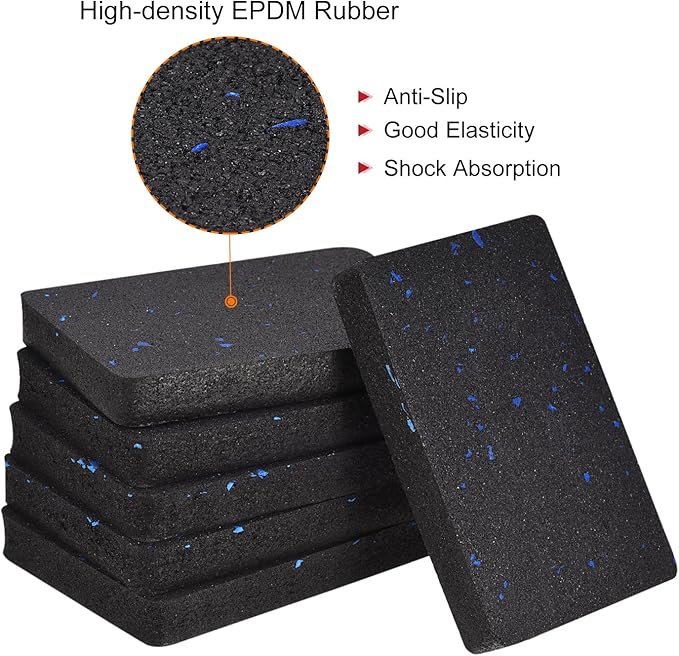 uxcell Treadmill Mat-4.7"x3.2" Exercise Equipment Mat for Floor Protection Sound Reduction, Black Blue 6Pcs