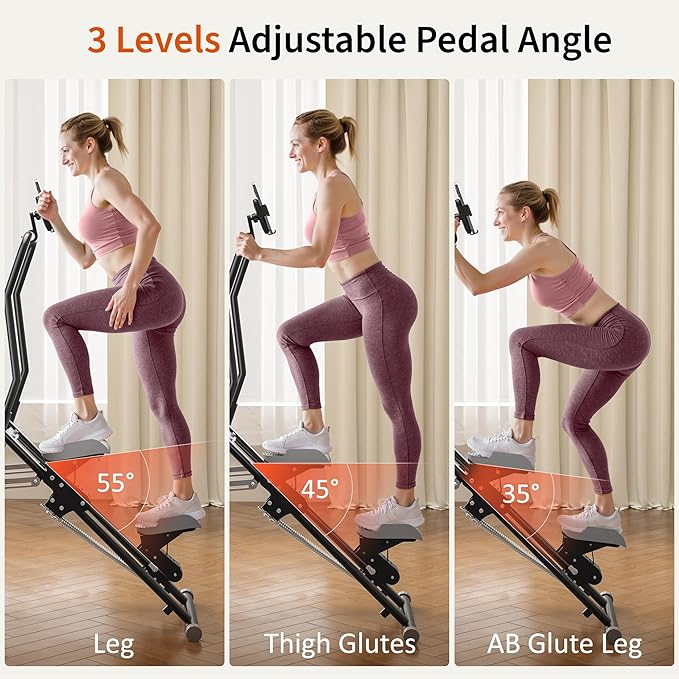 MOMODA Stair Stepper Resistance Adjustable Folding Vertical Climber Machine for Home Gym Full-Body Workout