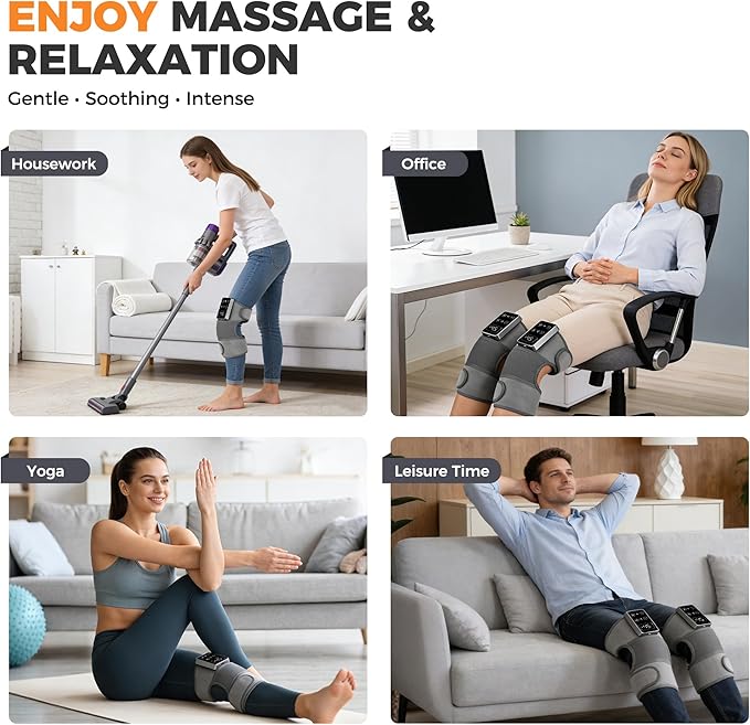 YAZHI Cordless Knee Massager for Pain Relief – Electric Heated Knee Brace, 5 Heat Levels & 3 Massage Modes, Gifts for Men and Women 2pack