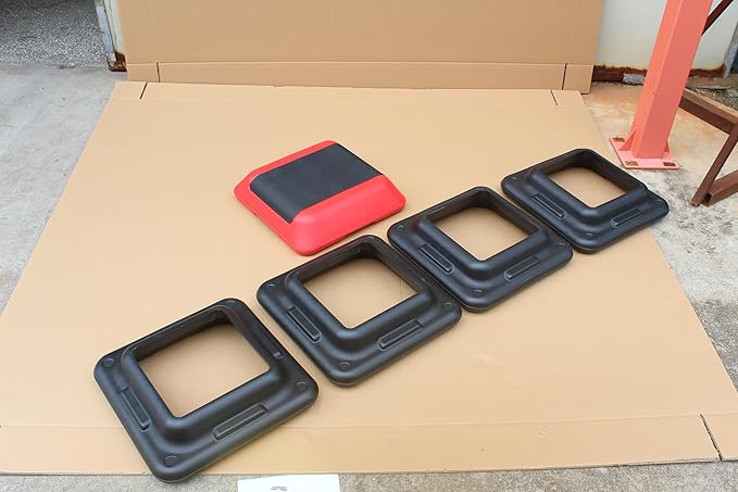 16"x16" Adjustable High Step Aerobic Platform With 4 Risers, Height-Adjustable Step Aerobics Platform For Home Gym Exercise Fitness Workout Black+Red As shown One size